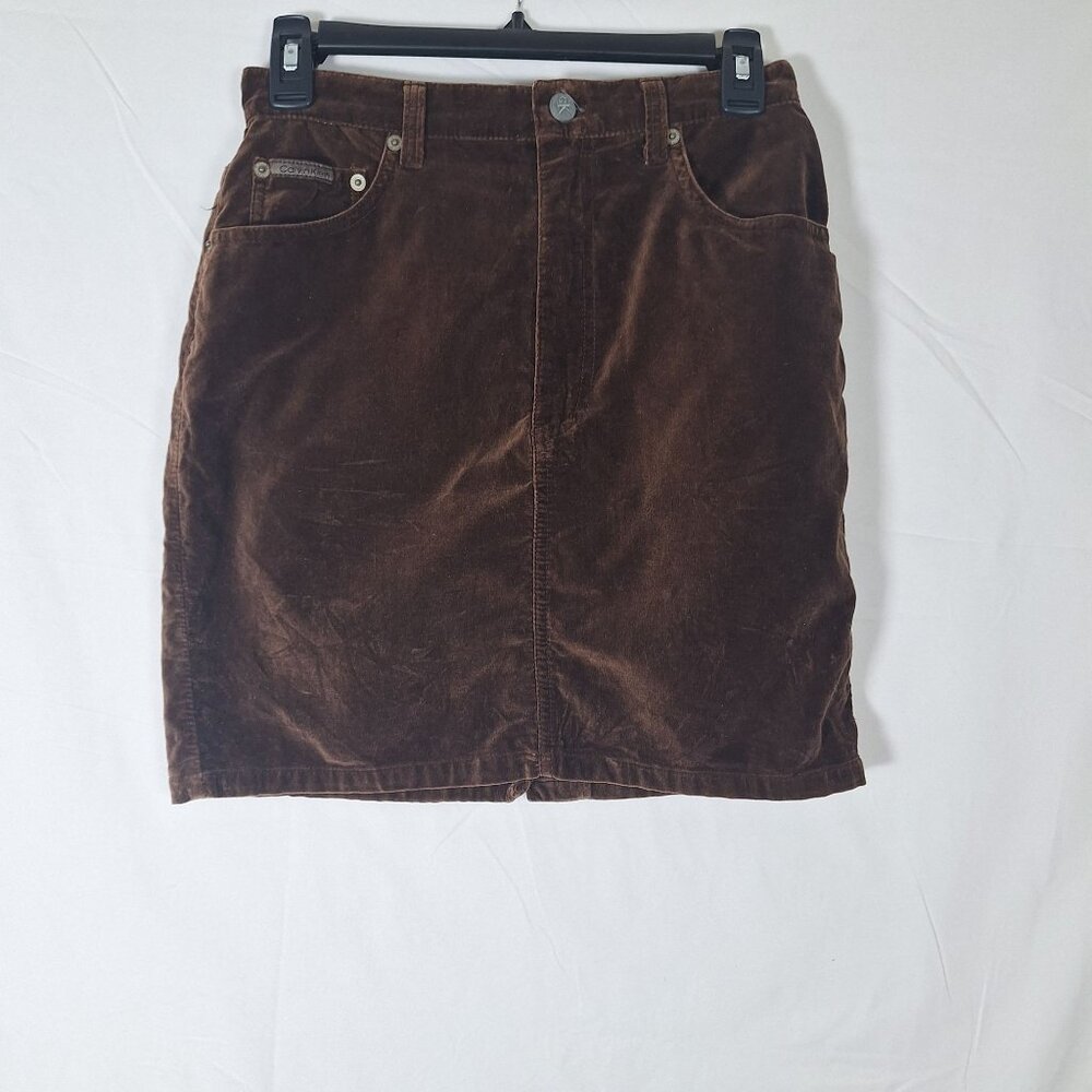 Vintage Calvin Klein Brown Velvet Mini Skirt size 7